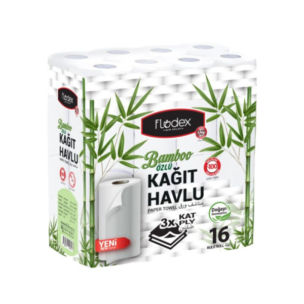 FLODEX KAĞIT HAVLI 3 KATLI 16 LI BAMBU ÖZLÜ (3)