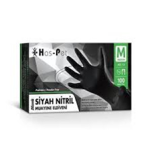 MUAYENE ELDİVENİ 100 LÜ SİYAH NİTRİL M HASPET
