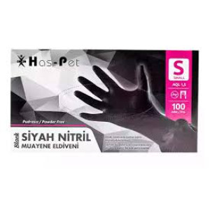 MUAYENE ELDİVENİ 100 LÜ SİYAH NİTRİL S HASPET