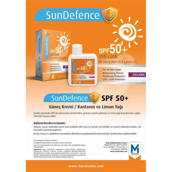 SUNDEFENCE SPF 50+ GÜNEŞ KREMİ 