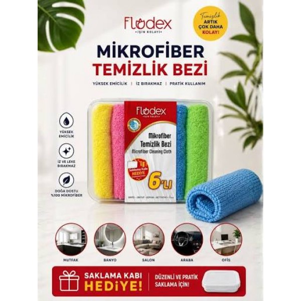 FLODEX MIKROFIBER TEM.BEZI 6LI SAKLAMA KABI HED.(12)