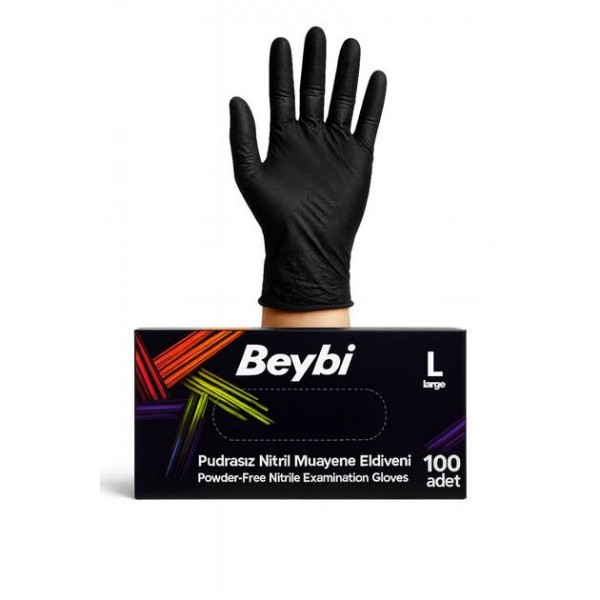 MUAYENE ELDIVENI 100 LÜ SIYAH NITRIL L BEYBI