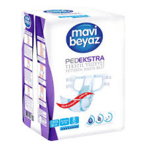 MAVİ BEYAZ BELBANTLI HASTA BEZİ 8 Lİ MEDIUM
