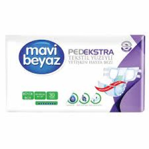 MAVİ BEYAZ BELBANTLI HASTA BEZİ 30LU LARGE