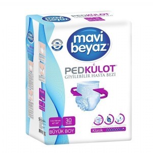 MAVİ BEYAZ EMİCİ KÜLOT HASTA BEZİ 30LU MEDIUM