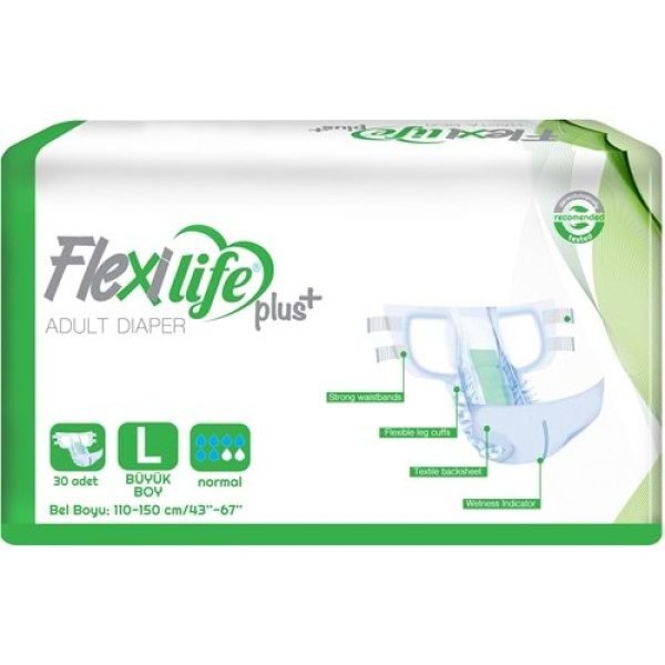 MAVİ BEYAZ FLEXİ PLUSMED BELBANTLI 30LU LARGE