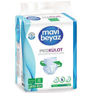 MAVİ BEYAZ EMİCİ KÜLOT HASTA BEZİ 30LU MEDIUM