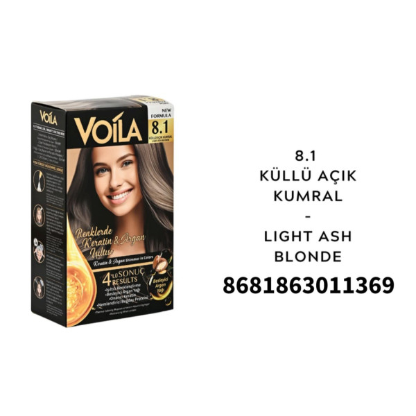 VOİLA SAÇ BOYASI 8,1 KÜLLÜ AÇIK KUMRAL