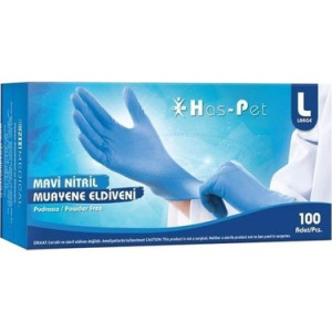 MUAYENE ELDİVENİ 100 LÜ MAVİ NİTRİL L HASPET
