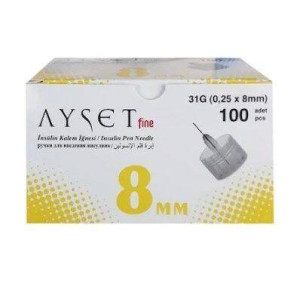 İNSÜLİN İĞNE UCU 8 MM AYSET 100 LÜ