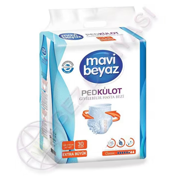 MAVİ BEYAZ EMİCİ KÜLOT HASTA BEZİ 30LU XLARGE