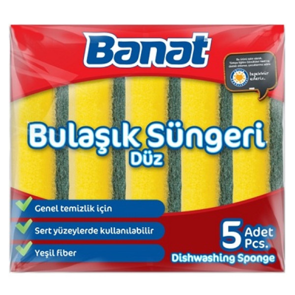 BANAT BULAŞIK SÜNGERİ DÜZ 5 Lİ