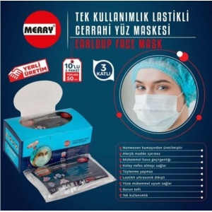 MASKE 50Lİ 3 KATLI MERRY