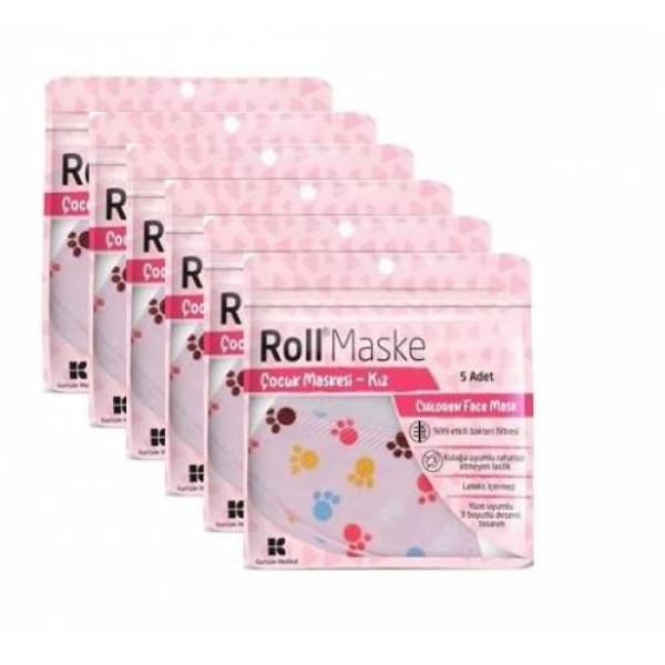 ROLL MASKE KIZ ÇOCUK 5'Lİ
