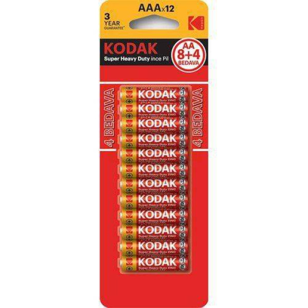 KODAK ÇİNKO SHRINK KARBON KALEM PİL-AA 8+4