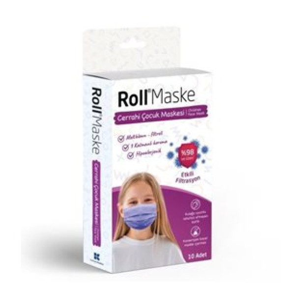 ROLL MASKE ÇOCUK KIZ 10 LU